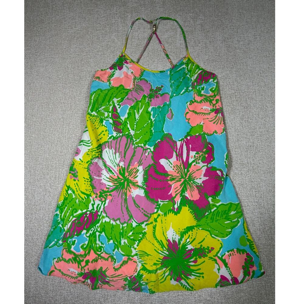 Lilly Pulitzer Women's Small Maisey Silk Strappy Racerback Slip Mini Dress Green